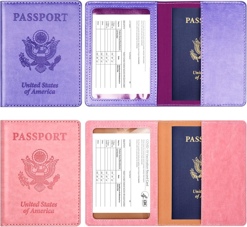 Eoehro Passport Holder for Travel Essentials-2Pack, Passport Wallet Cover Case for Travel Must Haves Accessories,Passport Book Holders for Women and Men - Image 2